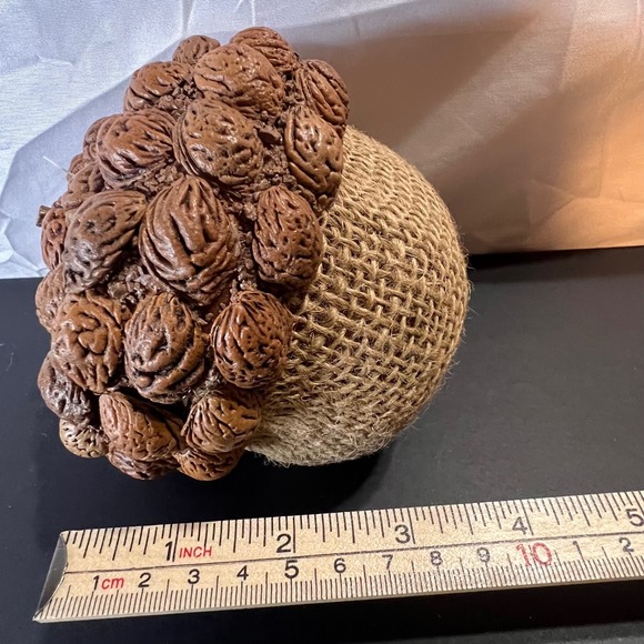 4.5" Acorn Decor Brown Excellent Peach Pit Burlap Rustic Cottagecore Woodland - Picture 4 of 5